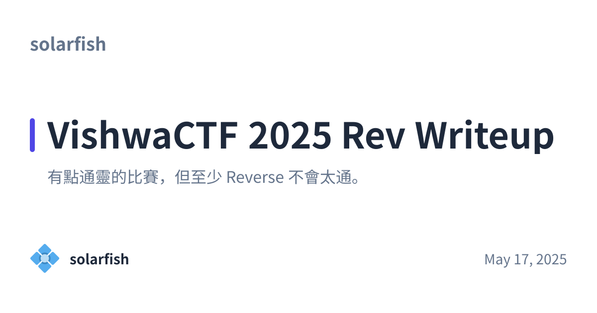 Share preview for VishwaCTF 2025 Rev Writeup